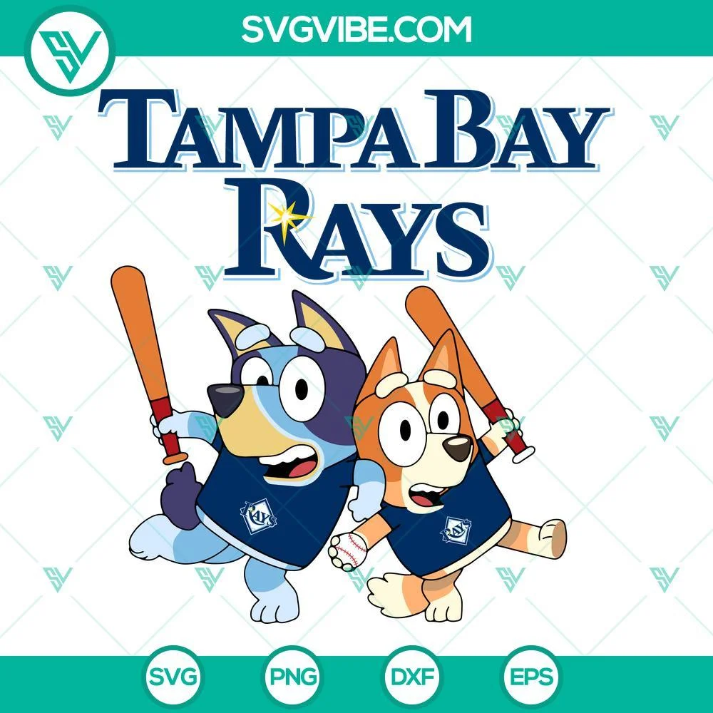 Baseball, Sports, SVG Files, Bluey Tampa Bay Rays Baseball SVG Image PNG DXF 1