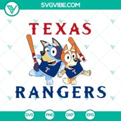 Baseball, Sports, SVG Files, Bluey Texas Rangers Baseball SVG Image PNG DXF EPS 3