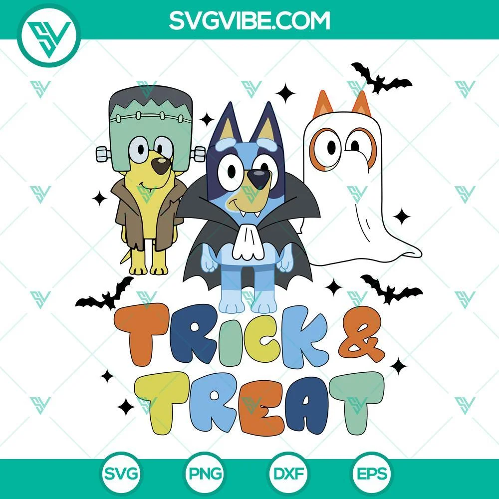 Disney, Halloween, SVG Files, Bluey Trick And Treat SVG Images, Bluey Dracula 1