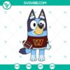 Bluey Washington Commanders logo SVG download for Cricut. Compatible in PNG, DXF, and EPS formats. Ideal for NFL sports fans' crafts.