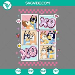 Cartoons, SVG Files, Valentine's Day, Bluey XOXO Valentine SVG Files, Bluey And 14