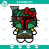 Boba Fett Hello Kitty Star Wars SVG design with PNG, DXF, EPS. Unique crossover fan art digital file.