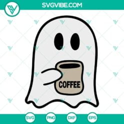 Halloween, SVG Files, Boo Ghost Coffee SVG Image, Ghost Drinking Coffee SVG 5