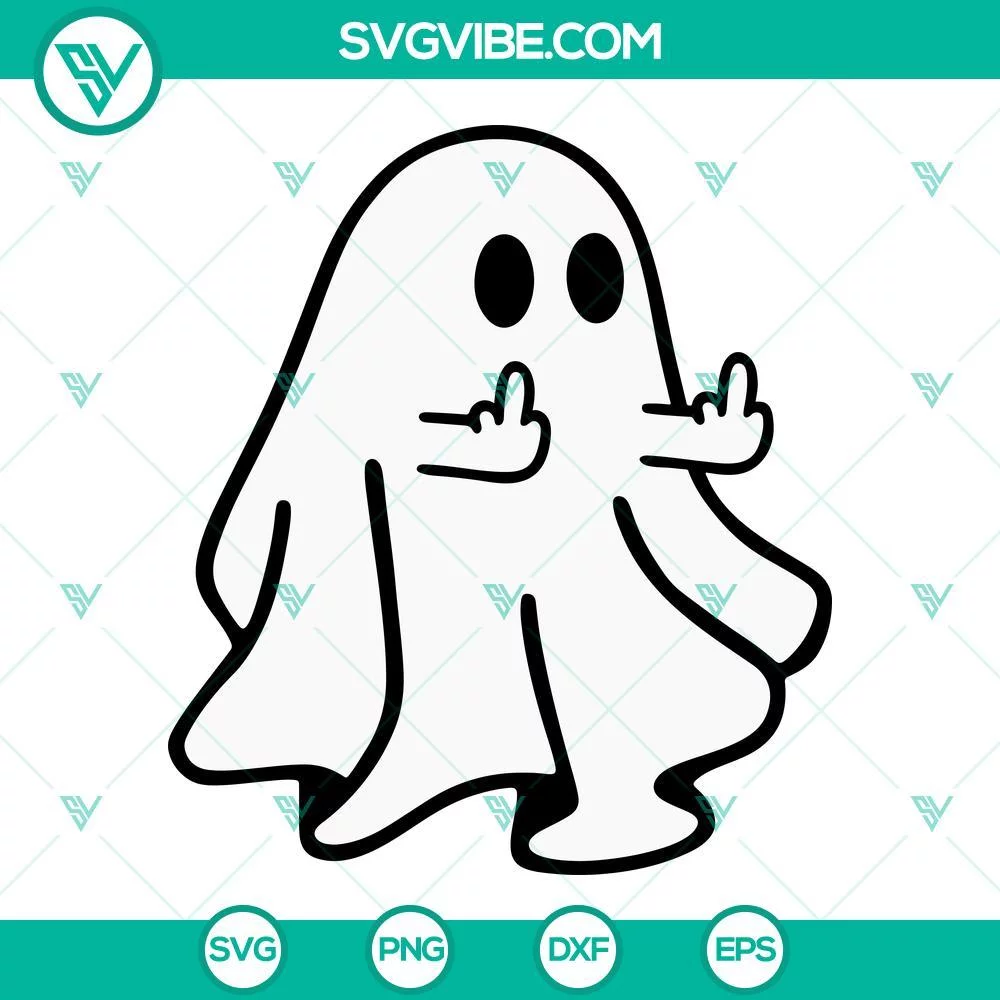 Halloween, SVG Files, Boo Ghost Middle Finger SVG Images, Funny Halloween SVG 1