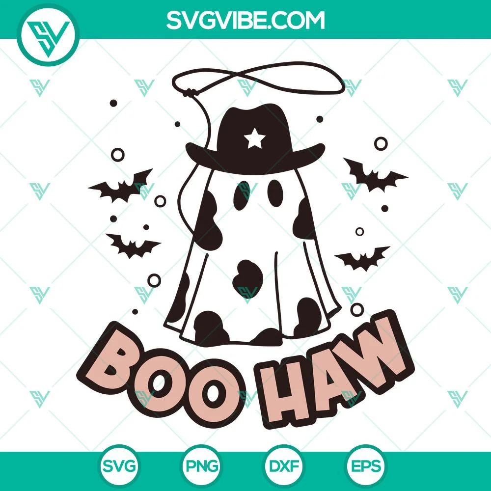 Halloween, SVG Files, Boo Haw Cowboy Ghost SVG Images, Western Ghost Halloween 1