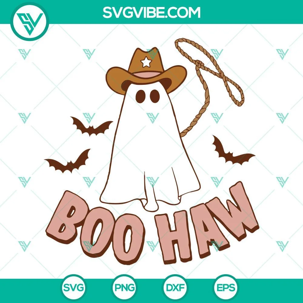 Halloween, SVG Files, Boo Haw SVG Image, Cowboy Ghost SVG File, Ghost Halloween 1