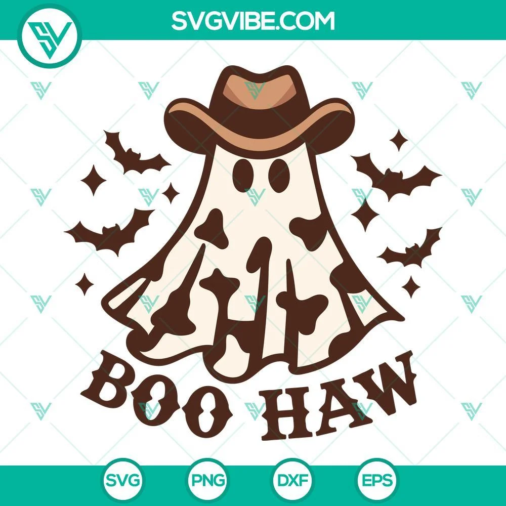 Halloween, SVG Files, Boo Haw Western Ghost SVG Image, Retro Halloween SVG 1