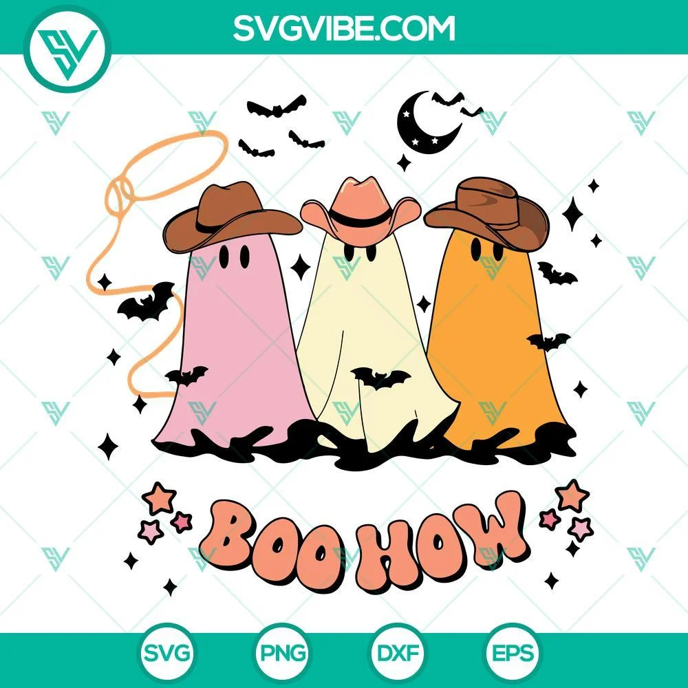 Halloween, SVG Files, Boo How SVG File, Boo Haw SVG Image, Cowboy Ghost 1