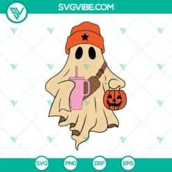 Halloween, SVG Files, Boo-Jee Ghost SVG Files, Cute Ghost Drinking SVG Download 2