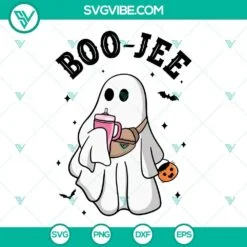 Halloween, SVG Files, Boo-Jee Ghost SVG Files, Cute Ghost Drinking SVG Download 3