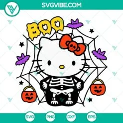 Cartoons, Halloween, SVG Files, Boo Skeleton Hello Kitty Halloween SVG Image, 2