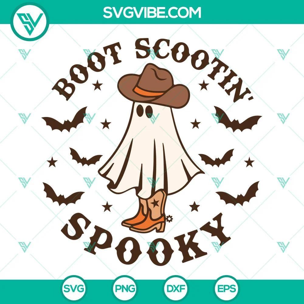 Halloween, SVG Files, Boot Scootin Spooky Western Ghost SVG Download, Halloween 1