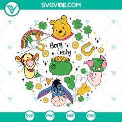 Disney, St Patrick's Day, SVG Files, Born Lucky SVG Files, Winnie The Pooh St 17