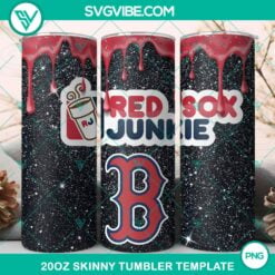 20oz Skinny Tumbler Template, Boston Red Sox Dunkie Junkie Glitter 20oz Tumbler 9