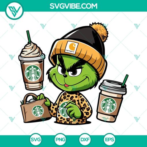 boujee grinch starbucks cup svg carhartt grinch coffee svg leopard grinch svg mockup