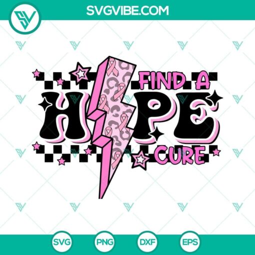 breast cancer awareness svg hope svg find a cure svg pink ribbon cancer lightning bolt svg 3 mockup