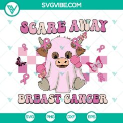 Cancer, Halloween, SVG Files, Breast Cancer Cow Ghost SVG Images, Pink Cow 24