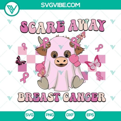 breast cancer cow ghost svg pink cow breast cancer awareness svg halloween breast cancer western cow svg 8 mockup