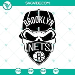 Basketball, Sports, SVG Files, Brooklyn Nets Skull SVG Download, Brooklyn Nets 7