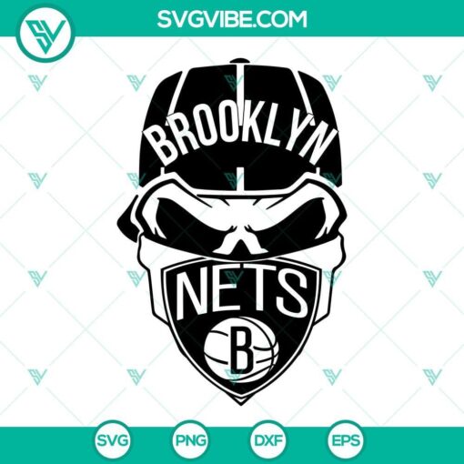 brooklyn nets skull svg brooklyn nets svg basketball svg png dxf eps 1 mockup