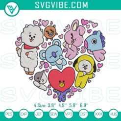 BT21 BTS fandom embroidery digital download featuring K-Pop characters design.