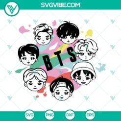 Musics, SVG Files, BTS Chibi SVG Image, Kpop Star SVG Image PNG DXF EPS Files 14