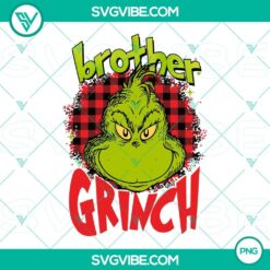 Buffalo Plaid Brother Grinch PNG design, perfect for Christmas crafts, apparel, and digital projects.