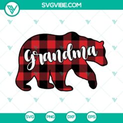 Family, Grandma, SVG Files, Buffalo Plaid Grandma Bear Svg, Grandma Svg, 16