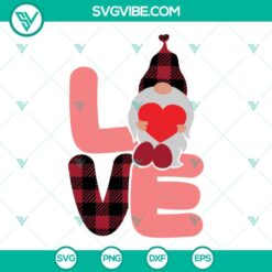 SVG Files, Valentine's Day, Buffalo Plaid Love Gnome SVG Image Bundle, Buffalo 3