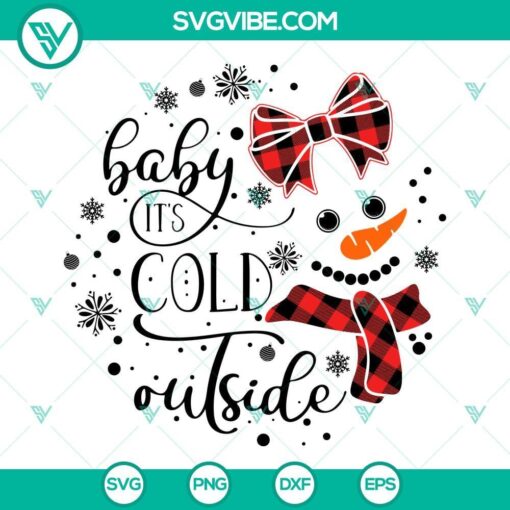 buffalo plaid snowman girl with bow svg baby it s cold outside christmas svg cut file 1 mockup