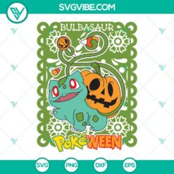 Anime, Halloween, SVG Files, Bulbasaur Pumpkin Halloween SVG File, Pokemon SVG 7