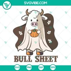 Halloween, SVG Files, Bull Sheet SVG Download, Cow Ghost Halloween SVG Files, 2