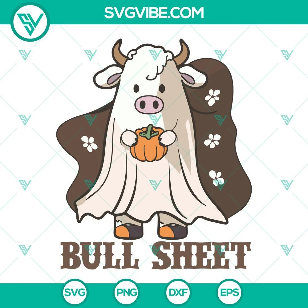 Halloween, SVG Files, Bull Sheet SVG Download, Cow Ghost Halloween SVG Files, 1