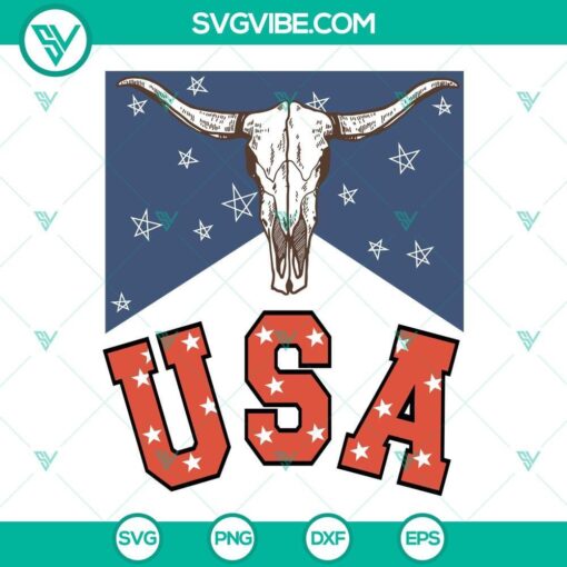 bull skull usa svg american flag svg patriotic western svg 4th of july day svg png dxf eps files 1 mockup