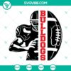 Bulldogs football team SVG design with half football, half player illustration, perfect for crafting projects.