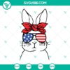 Bunny rabbit with American flag sunglasses and bandana SVG files, perfect for 4th of July celebrations.