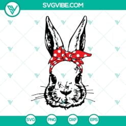 Easter, SVG Files, Bunny Bandana Svg, Bunny Svg, Cute Bunny With Bandana Svg, 14