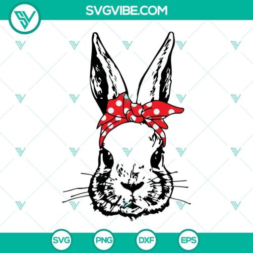 bunny bandana svg bunny svg cute bunny with bandana svg bunny face svg bunny cut file bandana svg 8 mockup