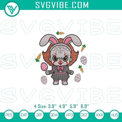 bunny pennywise easter embroidery designs mockup