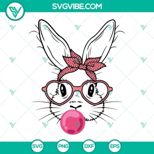 bunny rabbit with bandana glasses svg easter bunny svg bunny with heart glasses svg rabbit bandana glasses bubblegum svg 8 mockup