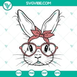 Easter, SVG Files, Bunny With Bandana Leopard Svg, Bunny with Heart Glasses Svg 3