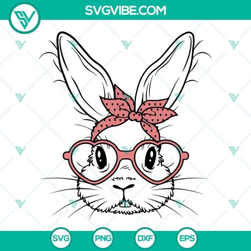 bunny rabbit with bandana svg bunny with glasses svg bunny with bandana svg bunny with heart glasses svg 5 mockup