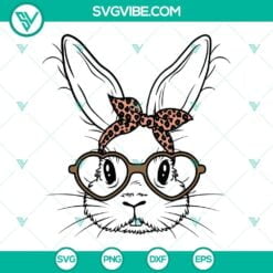 Easter, SVG Files, Bunny With Bandana Leopard Svg, Bunny with Heart Glasses Svg 11