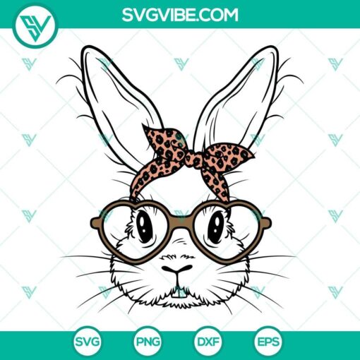 bunny with bandana leopard svg bunny with heart glasses svg rabbit bandana glasses svg cute bunny rabbit with bandana svg 7 mockup