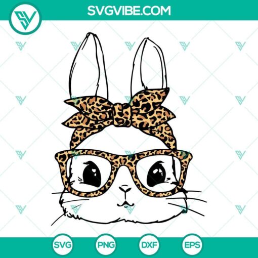 bunny with leopard bandana and glasses svg easter bunny leopard print svg bunny with glasses svg bandana bunny leopard svg 6 mockup