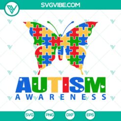 Autism, SVG Files, Butterfly Autism Awareness SVG File, Autism Support SVG File 6