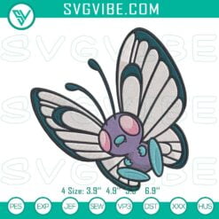 Anime Embroidery Designs, Embroidery Designs, Butterfree Embroidery Designs, 17