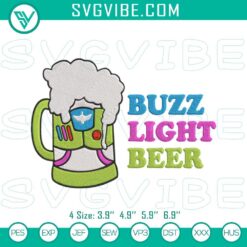 Buzz Lightyear drinking beer embroidery design, Toy Story themed pattern for stitching.