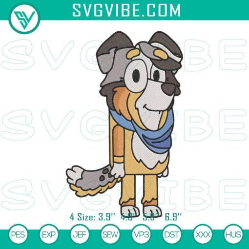 calypso bluey embroidery design cute australian shepherd cartoon embroidery digital file mockup