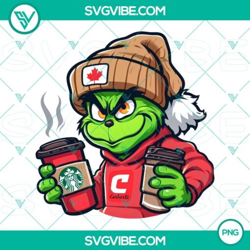 canada grinch with starbucks cup png grinch drinking coffee png mockup